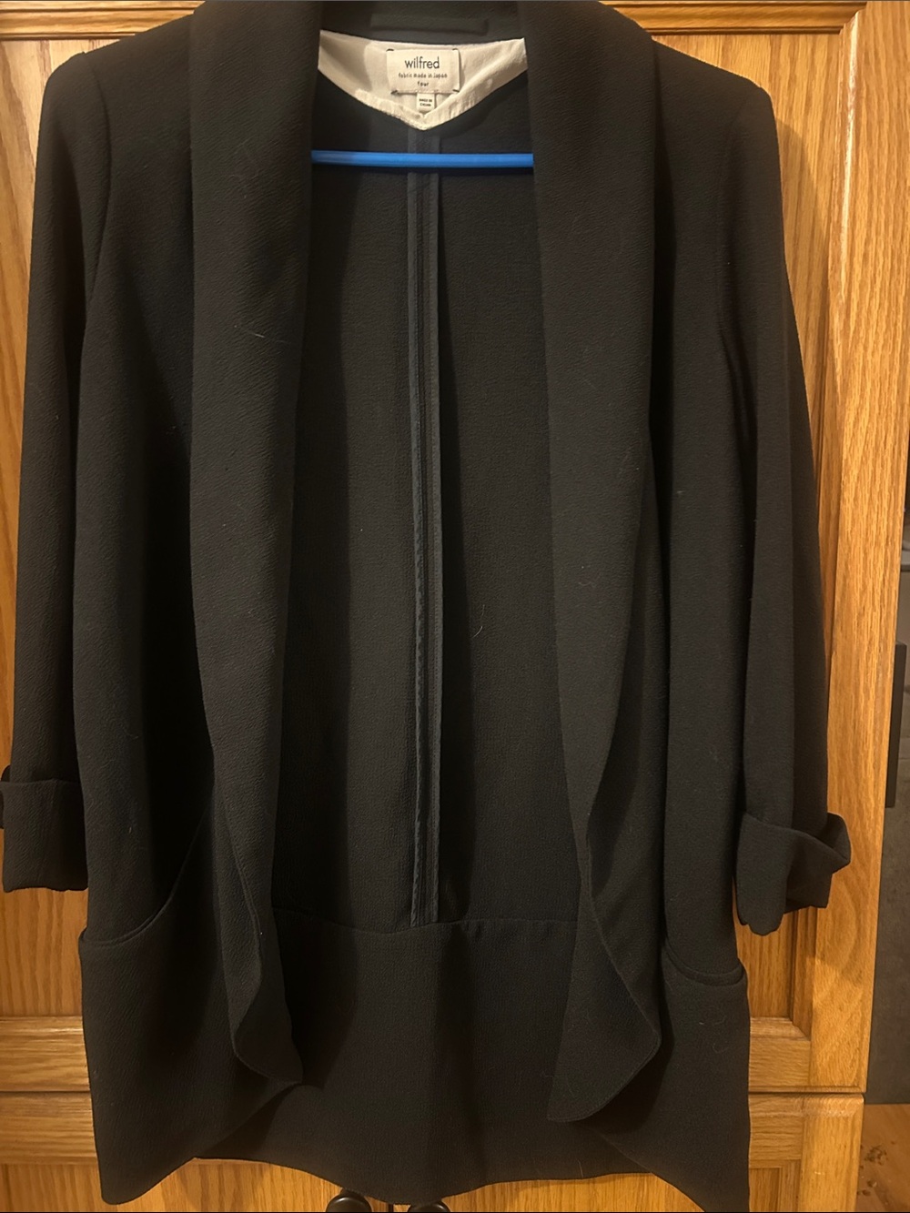 Wilfred Black Open-Front Draped Blazer